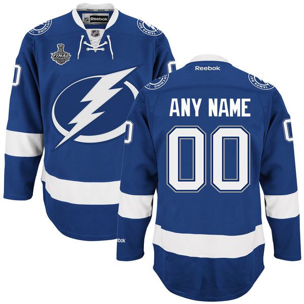 Men Reebok Blue Tampa Bay Lightning Premier Home Stanley Cup Finals Custom NHL Jersey